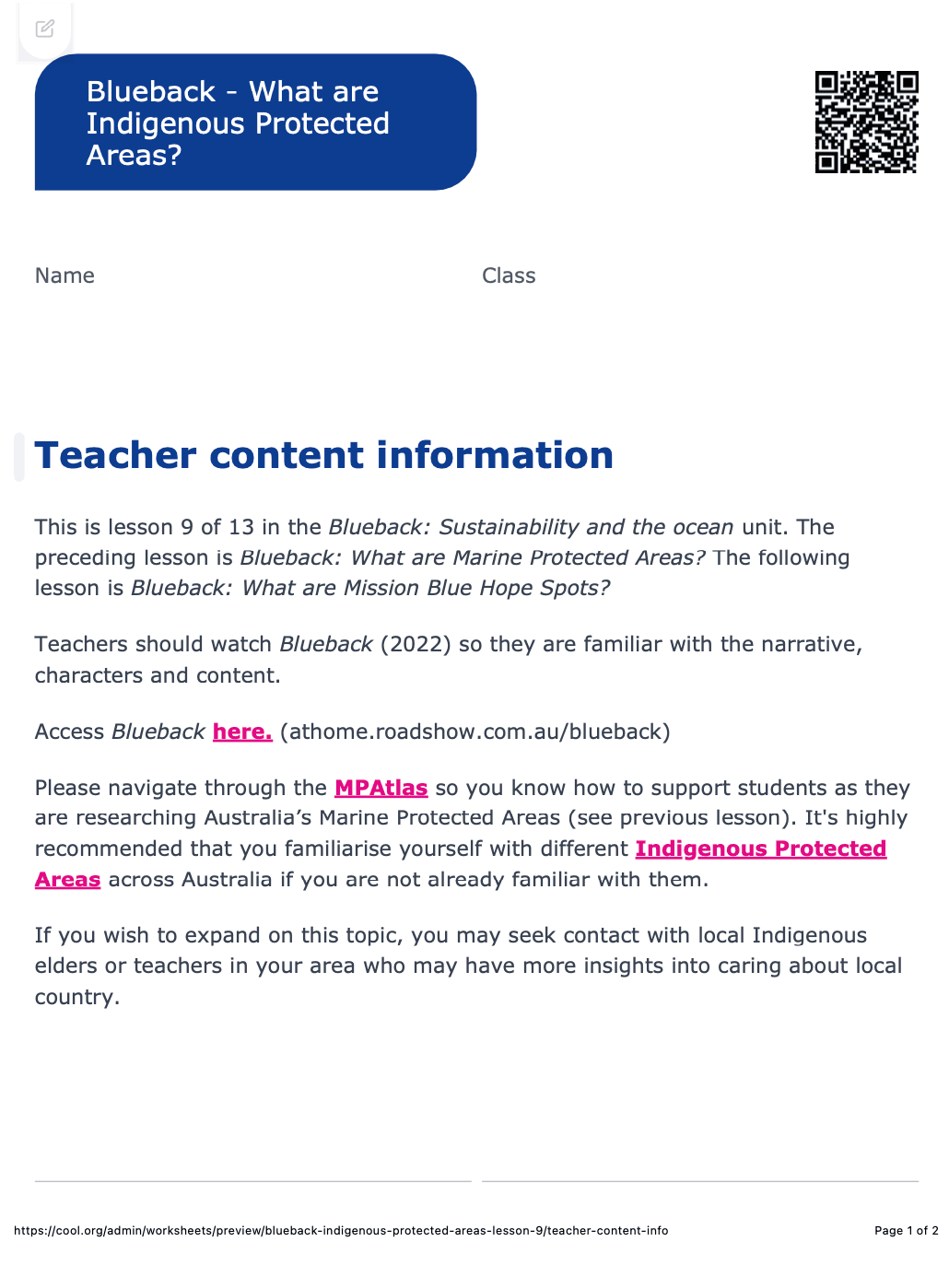 Sample Worksheet