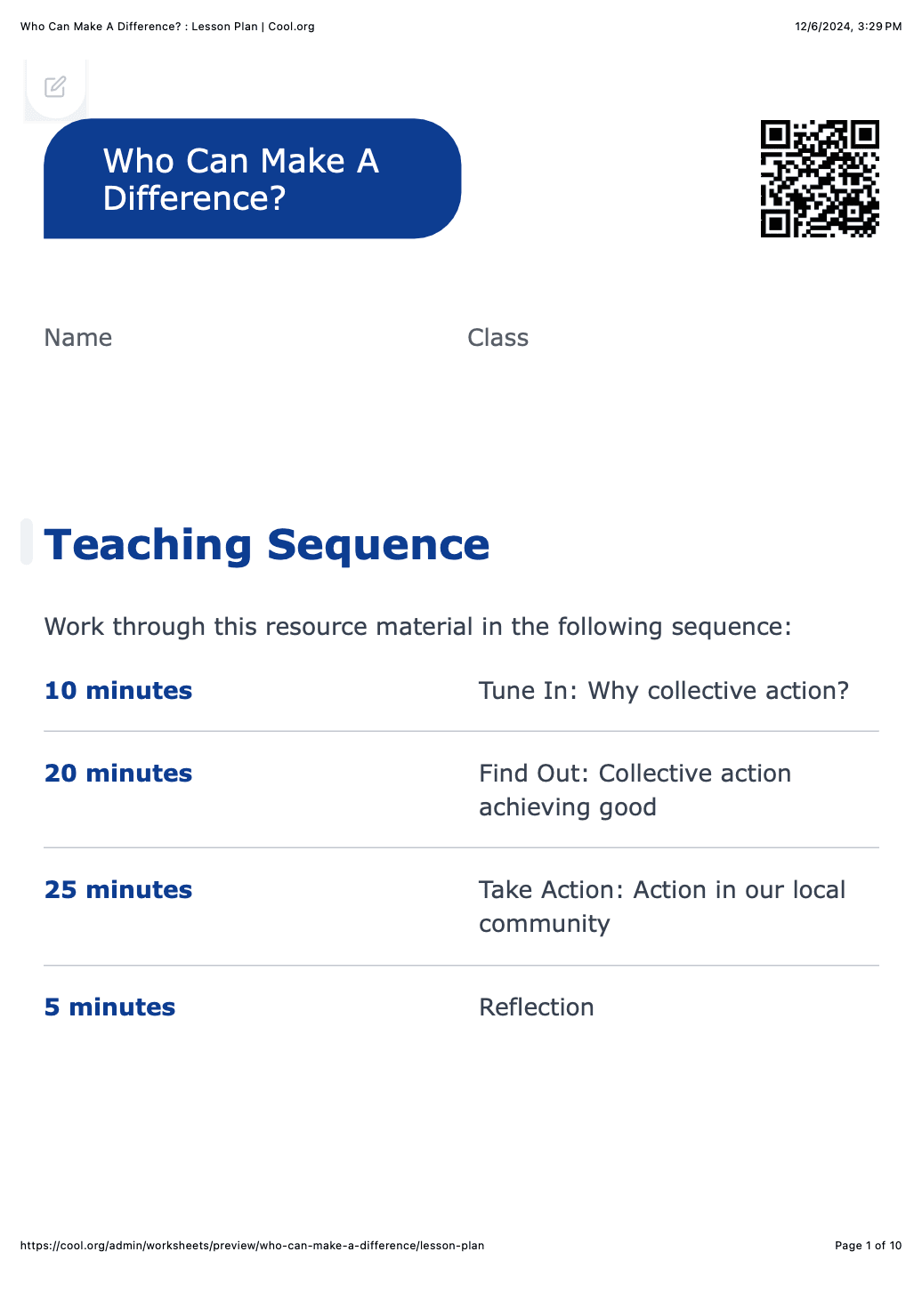 Sample Worksheet