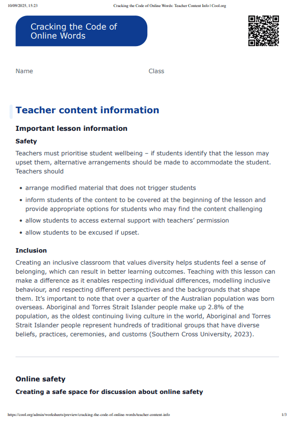 Sample Worksheet
