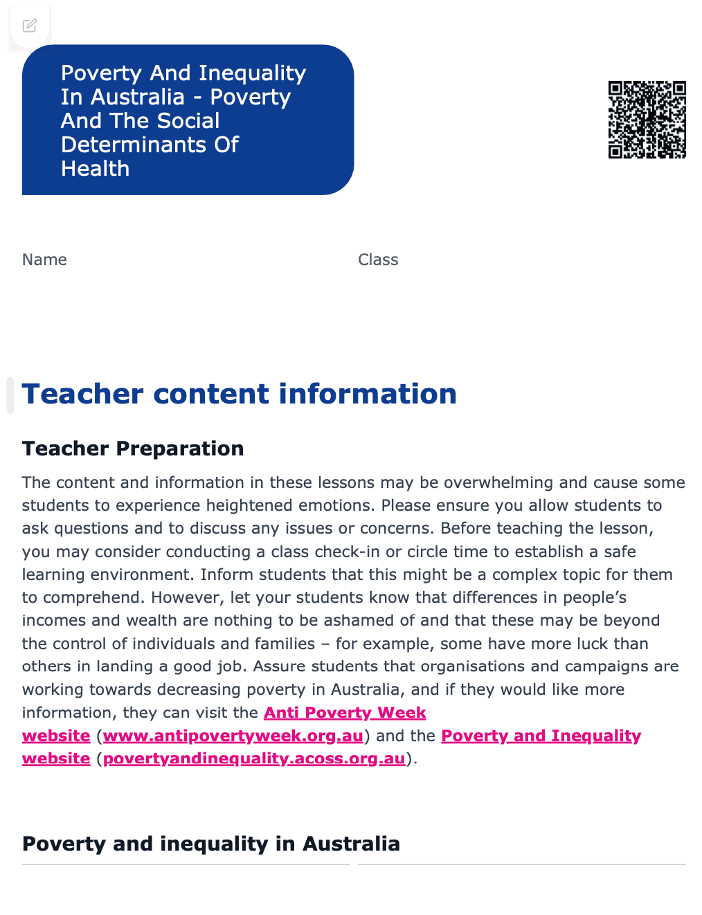 Sample Worksheet