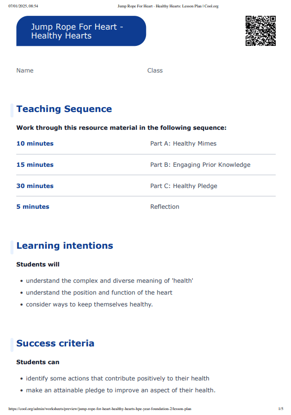 Sample Worksheet