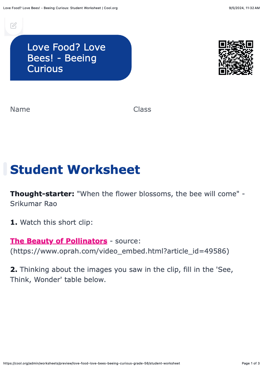 Sample Worksheet