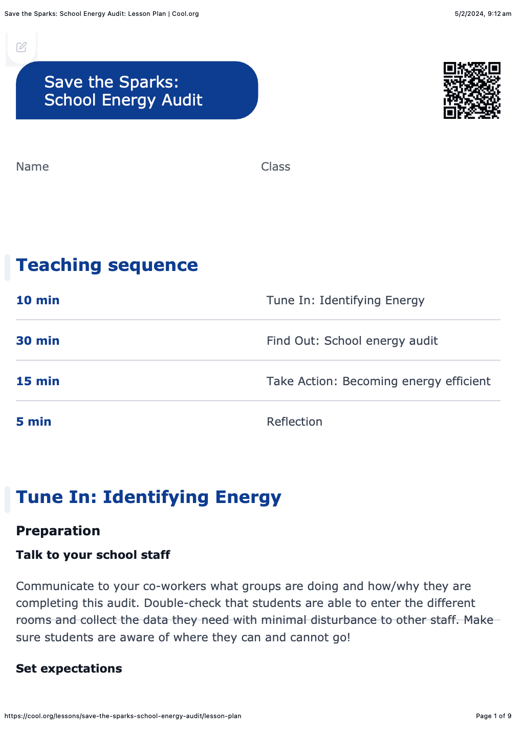 Sample Worksheet