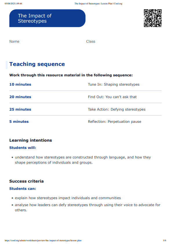 Sample Worksheet