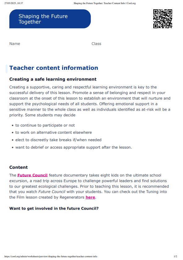 Sample Worksheet