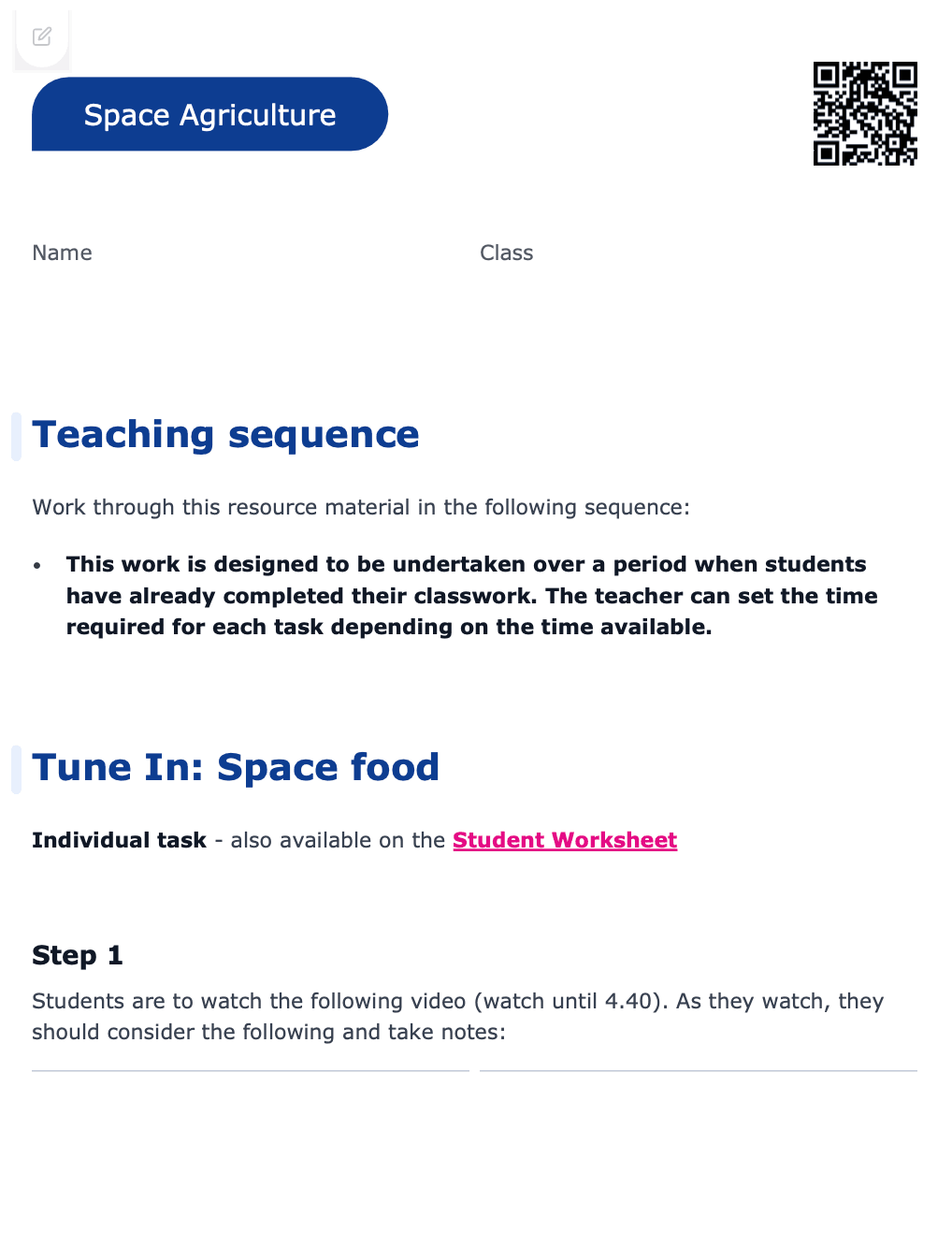 Sample Worksheet