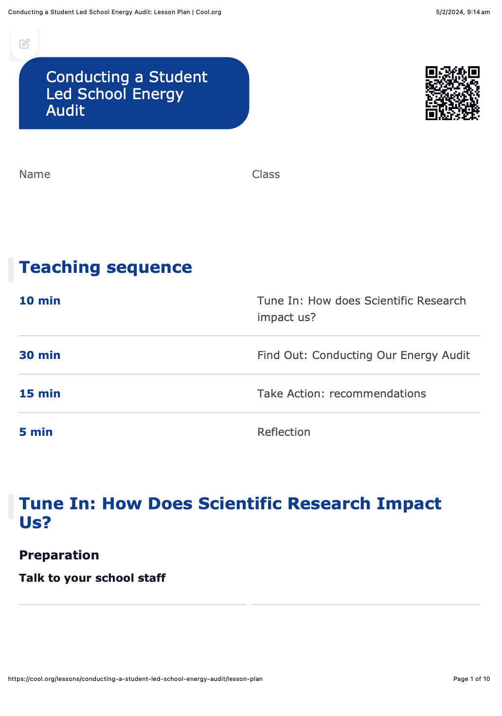 Sample Worksheet