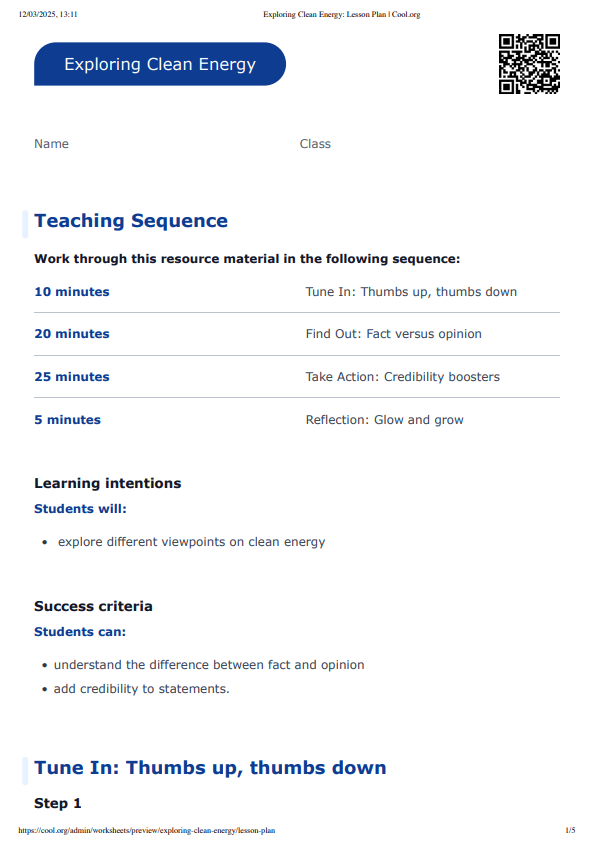 Sample Worksheet