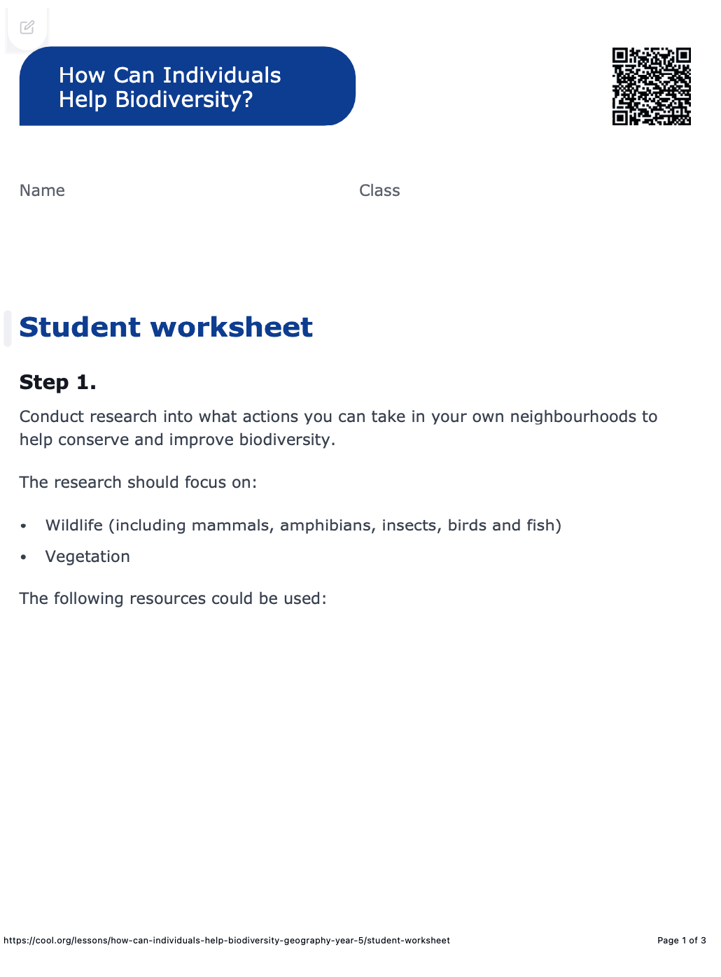 Sample Worksheet