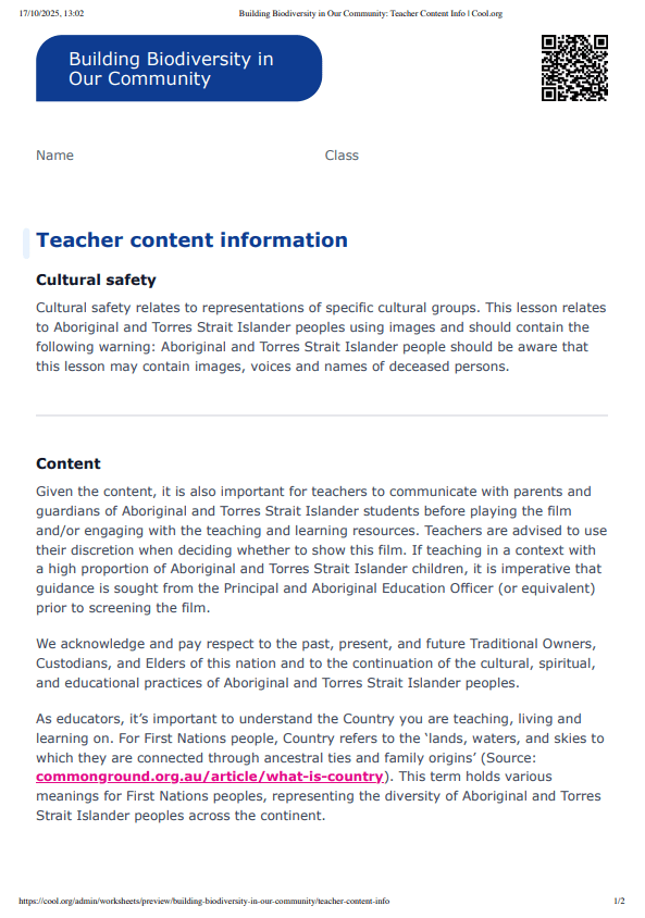 Sample Worksheet