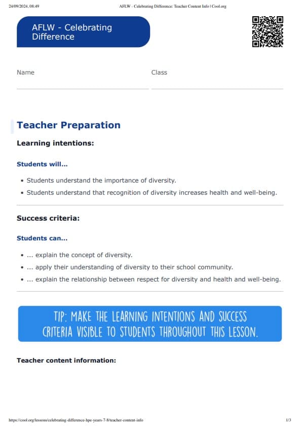 Sample Worksheet