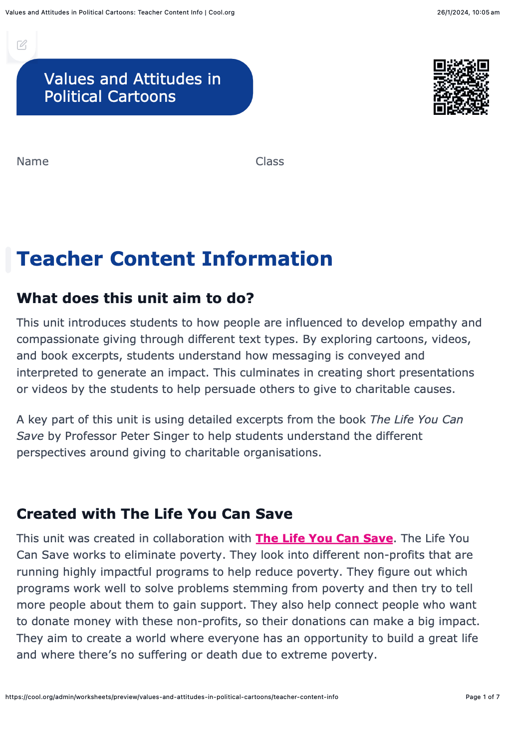 Sample Worksheet