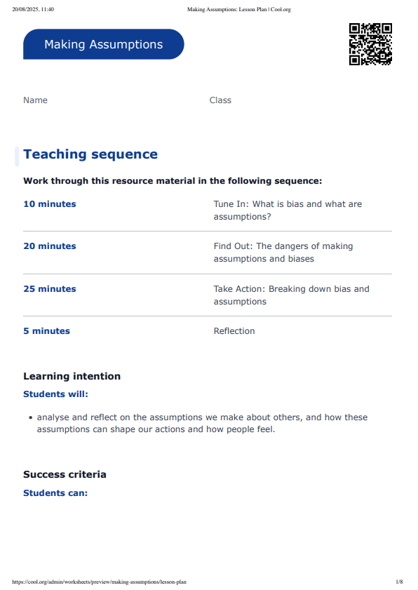 Sample Worksheet