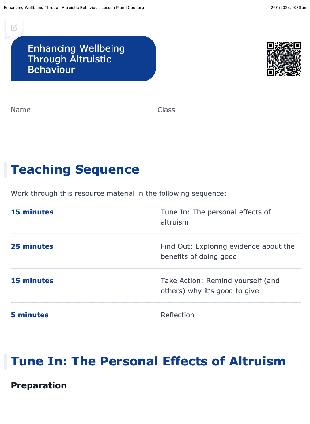 Sample Worksheet