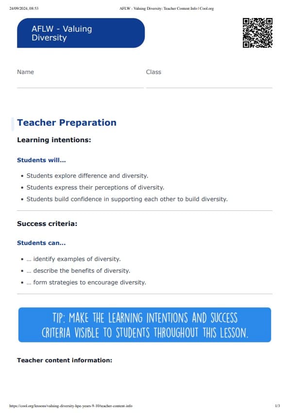 Sample Worksheet