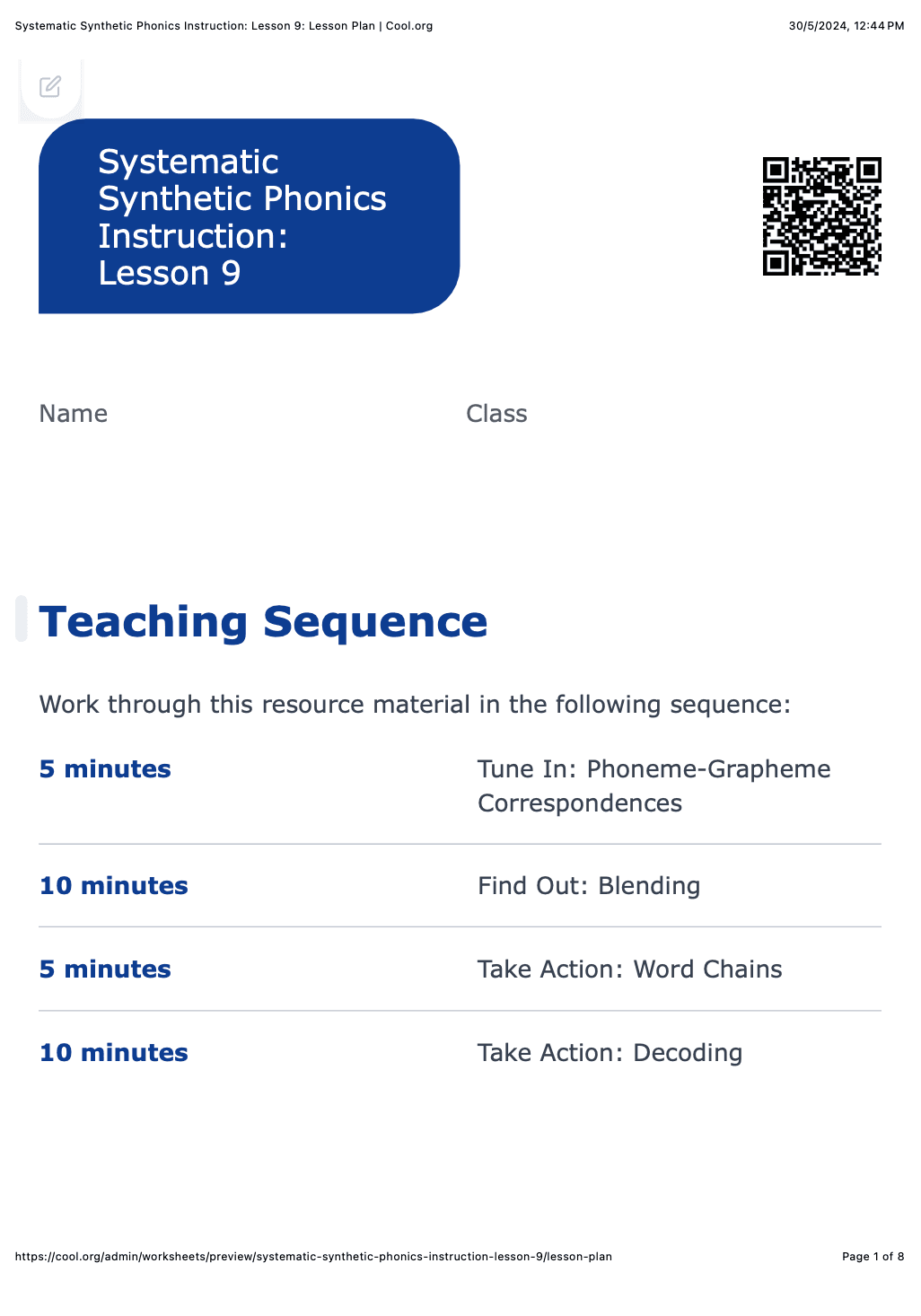 Sample Worksheet