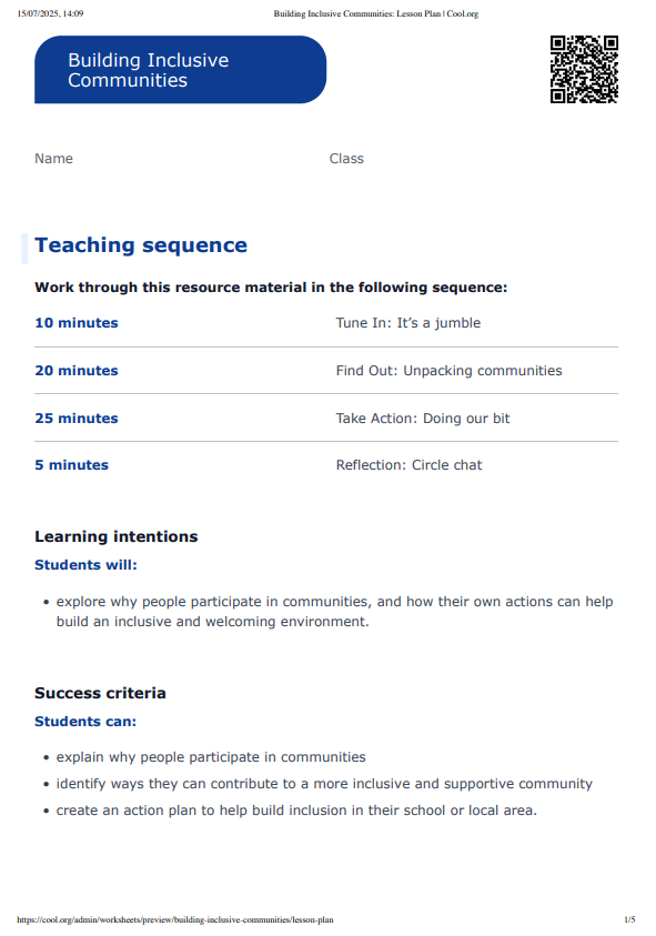 Sample Worksheet