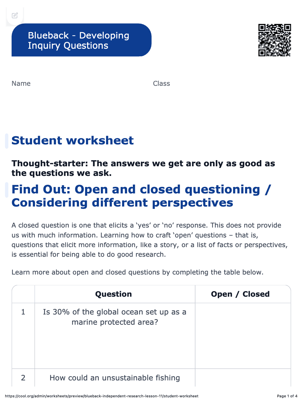 Sample Worksheet