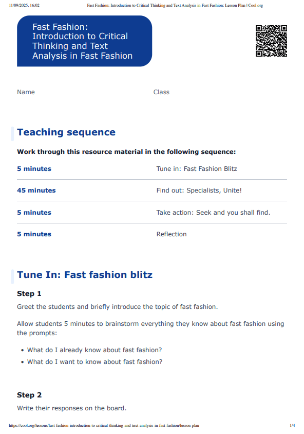 Sample Worksheet