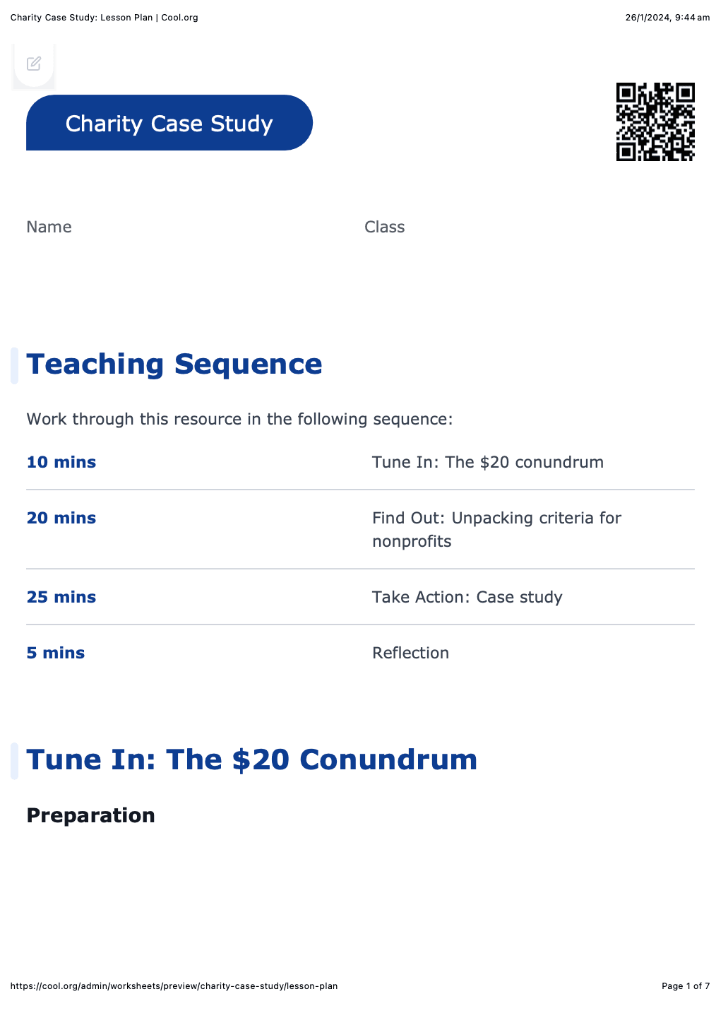Sample Worksheet