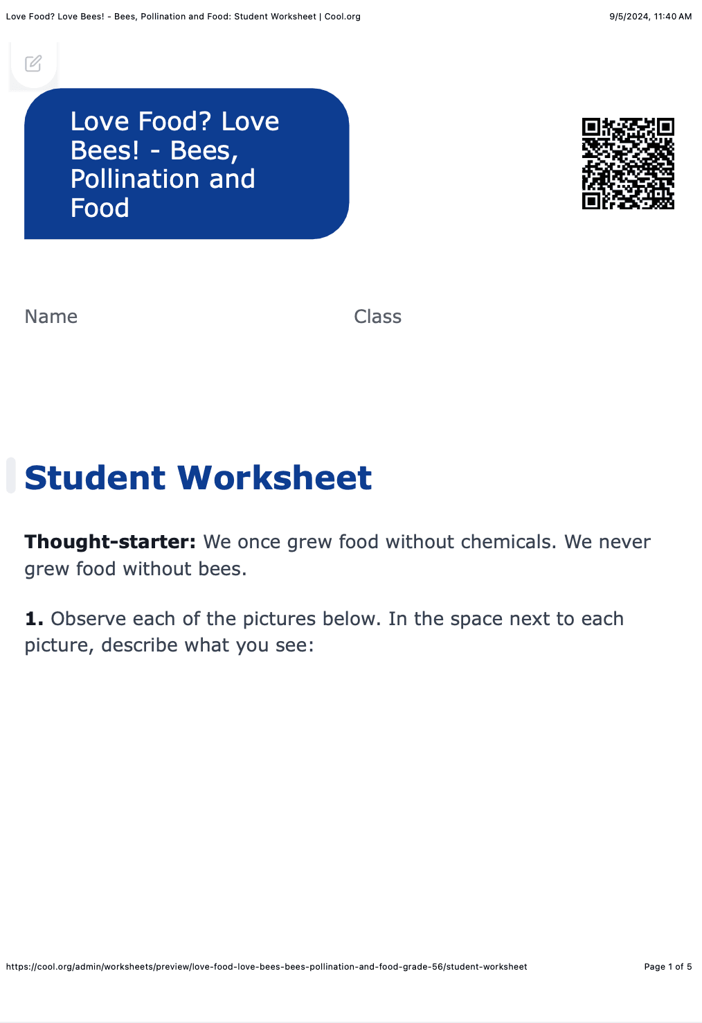 Sample Worksheet