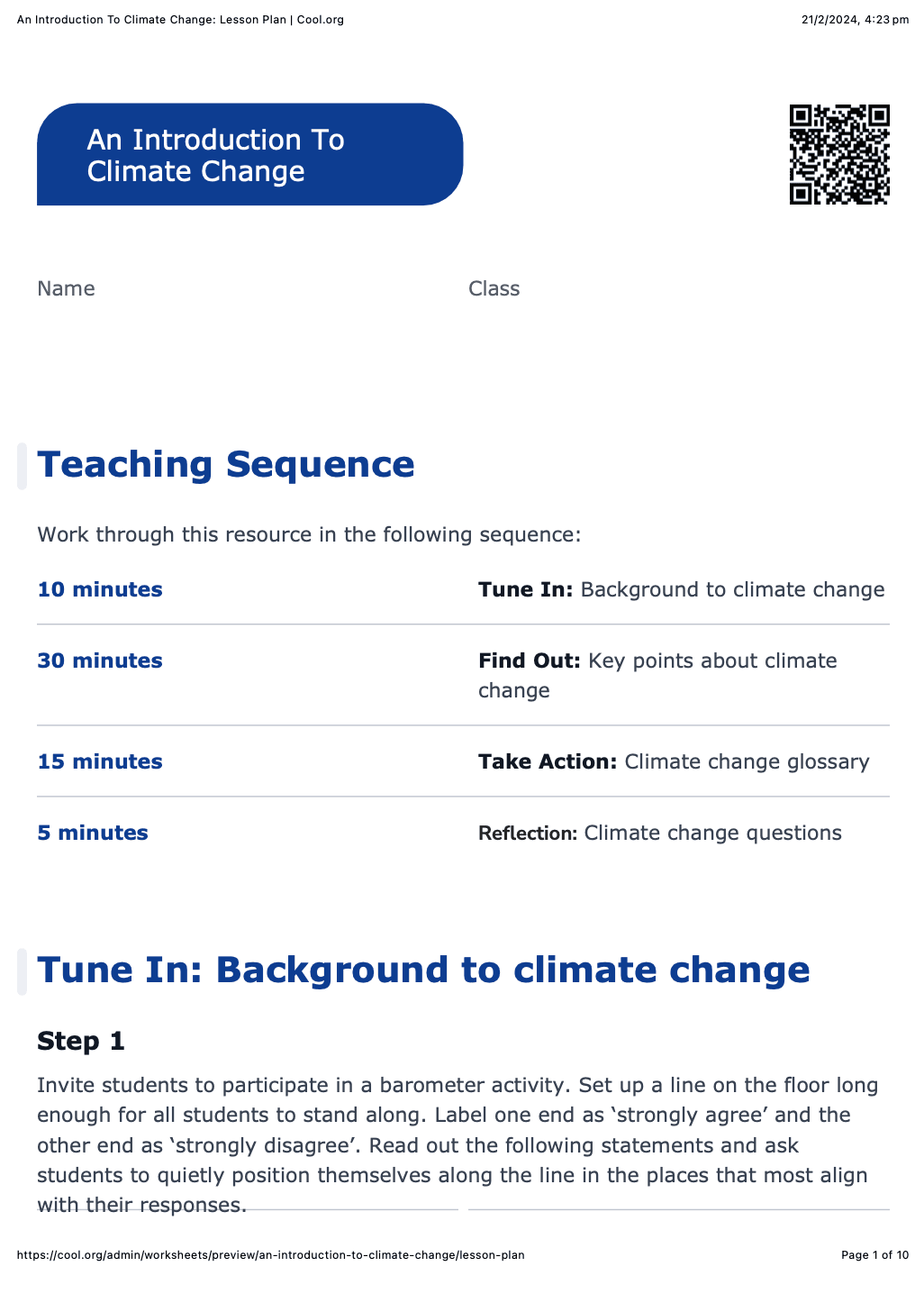 Sample Worksheet